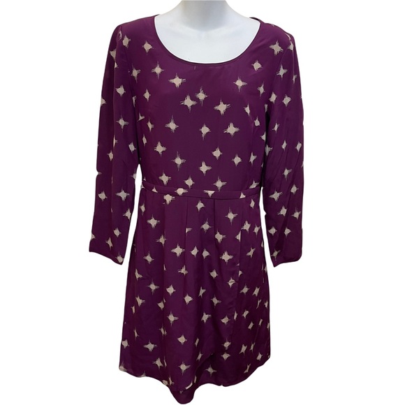 Madewell Inkbrush Starburst Silk Midi Dress Long Sleeve Size 6 - Picture 8 of 12